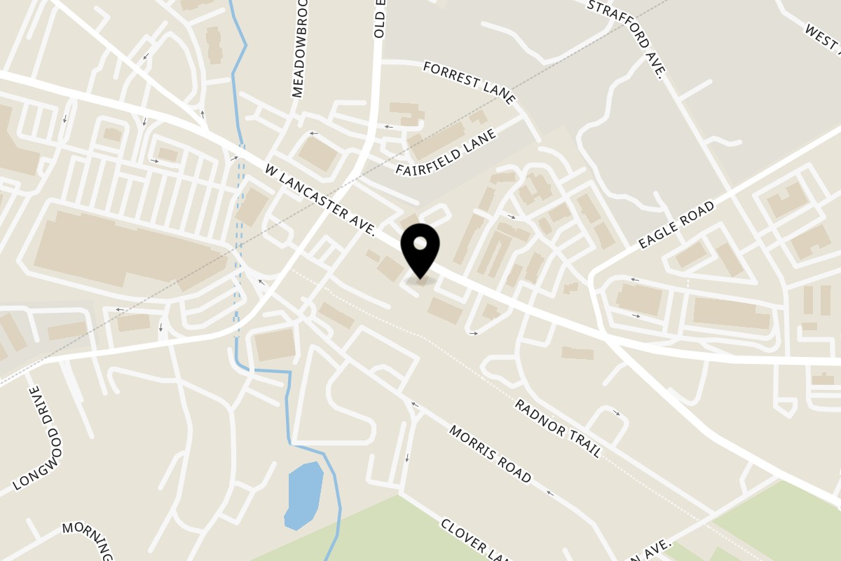 Map showing the location of Saffron Indian Kitchen Wayne on 522 W Lancaster Ave in Wayne
